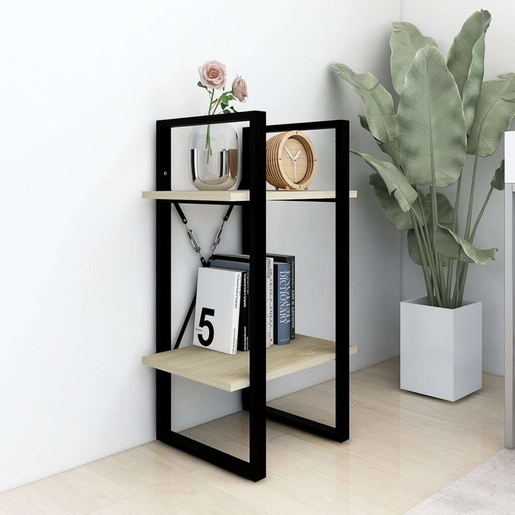 vidaXL 2-Tier Book Cabinet Sonoma Oak 15.7&quotx11.8&quotx27.6" Engineered Wood