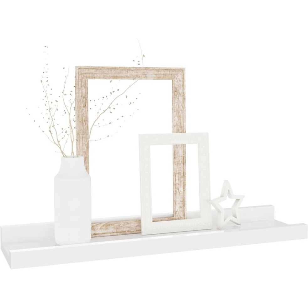 vidaXL Wall Shelves 2 pcs High Gloss White 15.7&quotx3.5&quotx1.2"