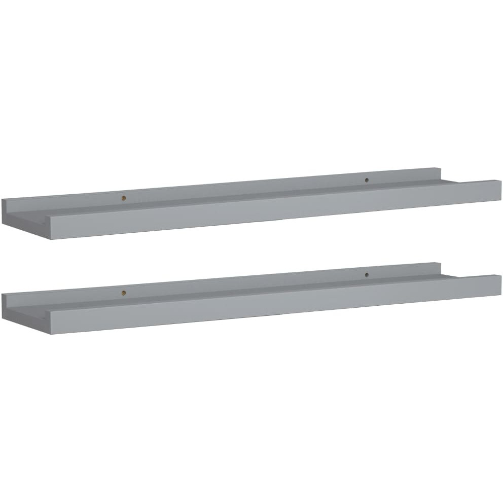 vidaXL Picture Frame Ledge Shelves 2 pcs Gray 23.6&quotx3.5&quotx1.2" MDF