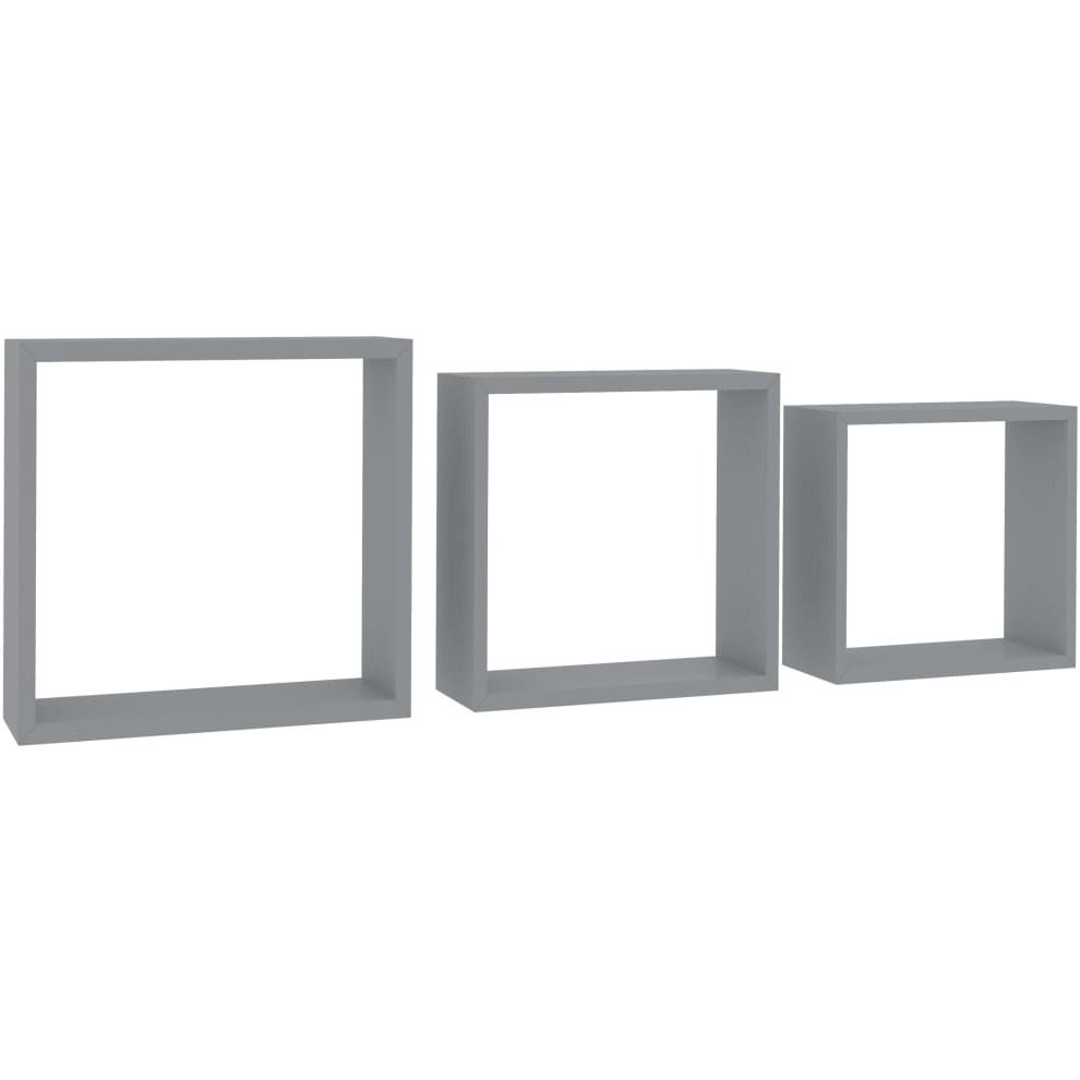 vidaXL Wall Cube Shelves 3 pcs Gray MDF