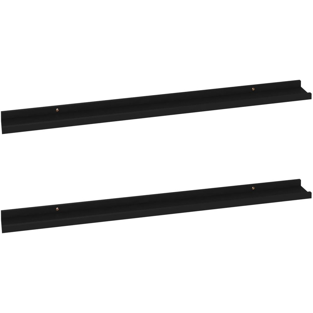 vidaXL Wall Shelves 2 pcs Black 39.4&quotx3.5&quotx1.2"