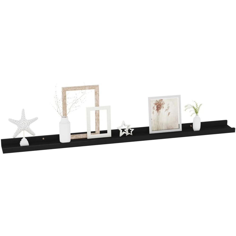 vidaXL Wall Shelves 2 pcs Black 39.4&quotx3.5&quotx1.2"