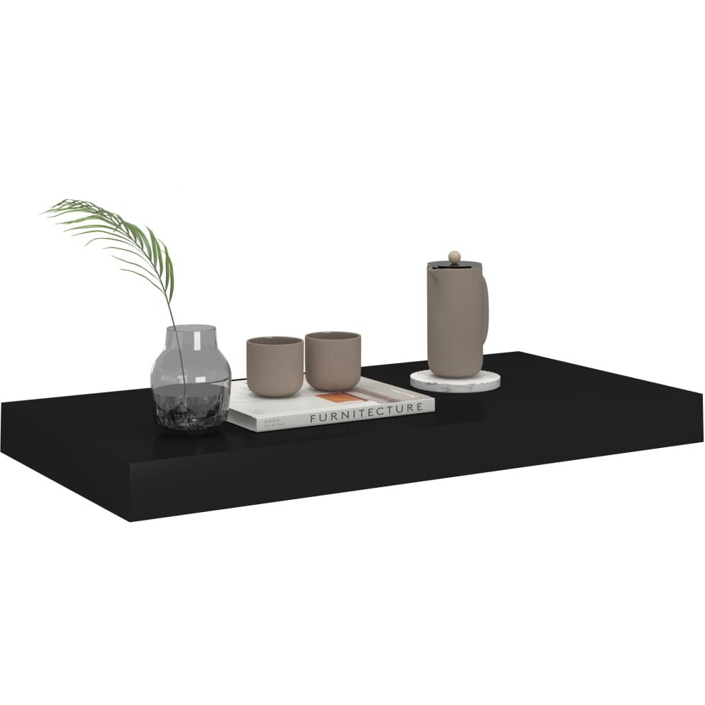 vidaXL Floating Wall Shelf Black 19.7&quotx9.1&quotx1.5" MDF