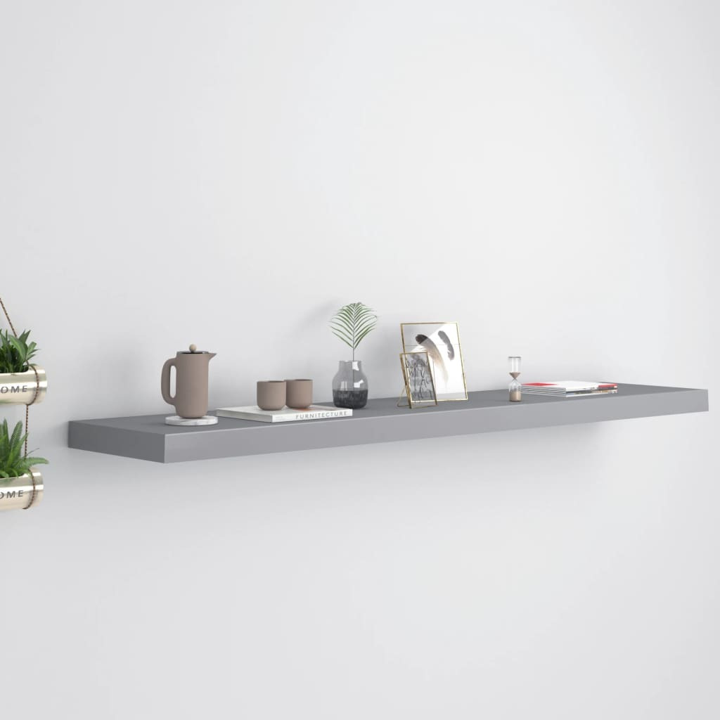 vidaXL Floating Wall Shelf Gray 47.2&quotx9.3&quotx1.5" MDF