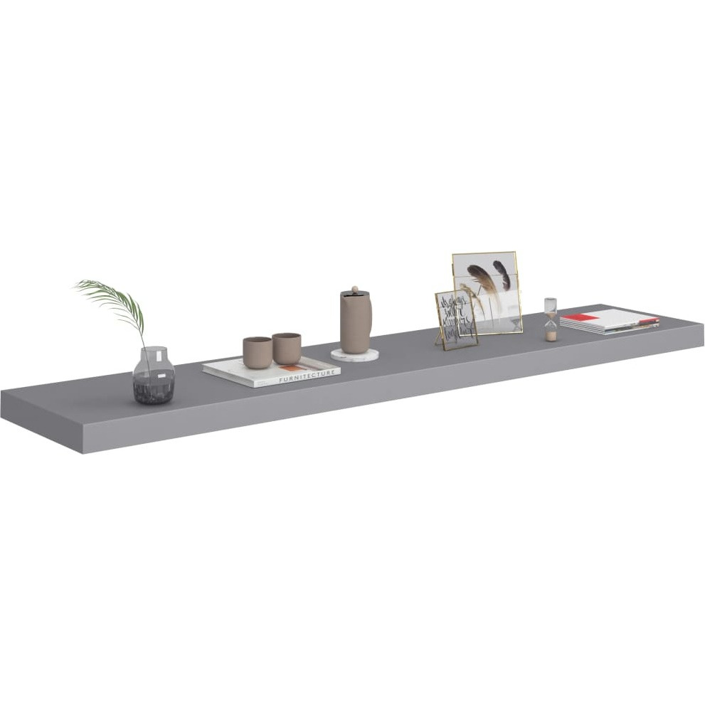 vidaXL Floating Wall Shelf Gray 47.2&quotx9.3&quotx1.5" MDF
