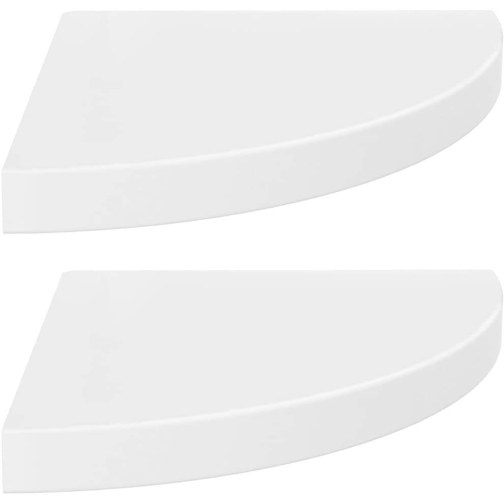 vidaXL Floating Corner Shelves 2 pcs High Gloss White 13.8&quotx13.8&quotx1.5" MDF