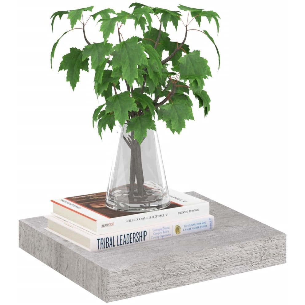 vidaXL Floating Wall Shelf Concrete Gray 9.1&quotx9.3&quotx1.5" MDF