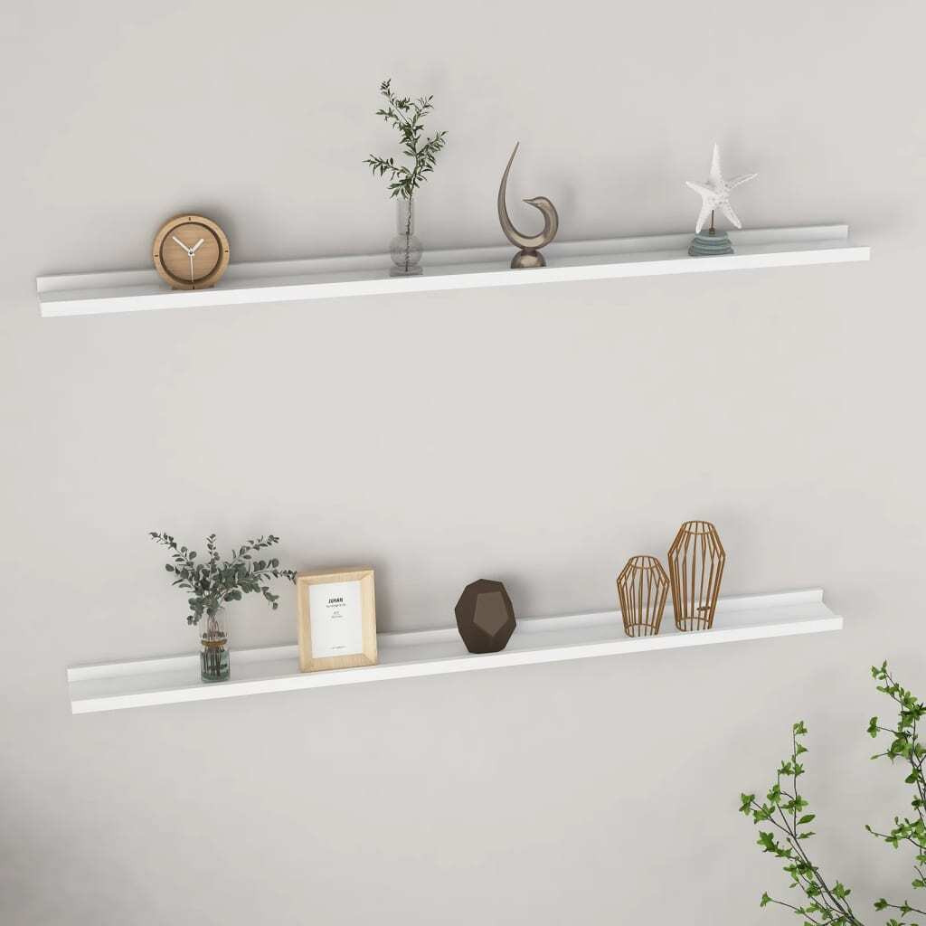 vidaXL Wall Shelves 2 pcs White 45.3&quotx3.5&quotx1.2"