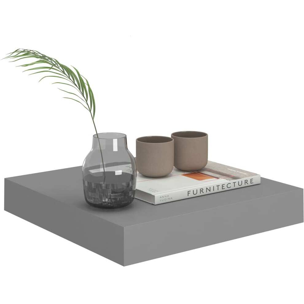 vidaXL Floating Wall Shelf Gray 9.1&quotx9.3&quotx1.5" MDF
