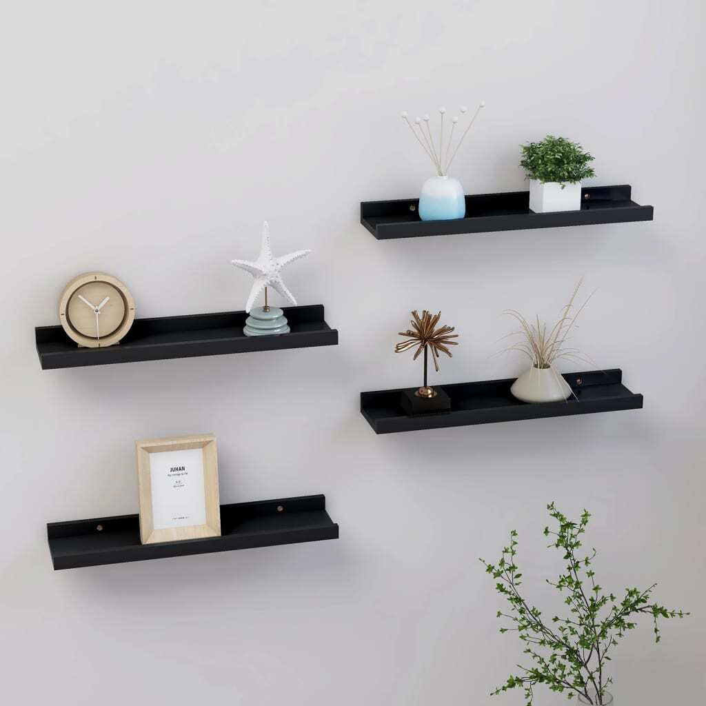 vidaXL Wall Shelves 4 pcs Black 15.7&quotx3.5&quotx1.2"