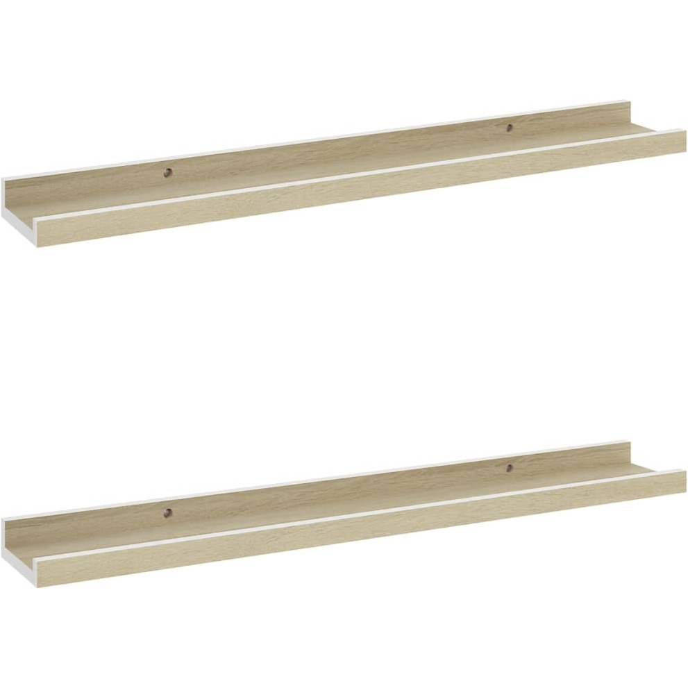 vidaXL Wall Shelves 2 pcs White and Sonoma Oak 23.6&quotx3.5&quotx1.2"
