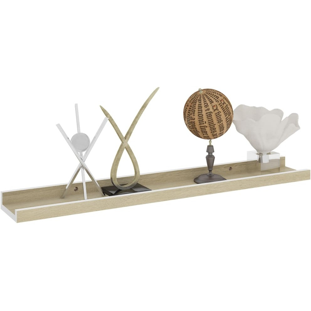 vidaXL Wall Shelves 2 pcs White and Sonoma Oak 23.6&quotx3.5&quotx1.2"