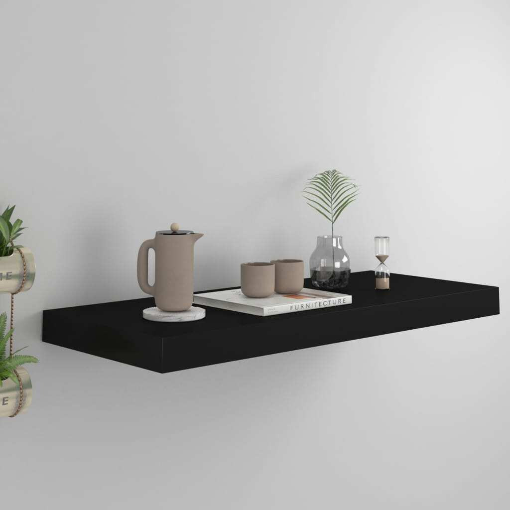 vidaXL Floating Wall Shelf Black 23.6&quotx9.3&quotx1.5" MDF