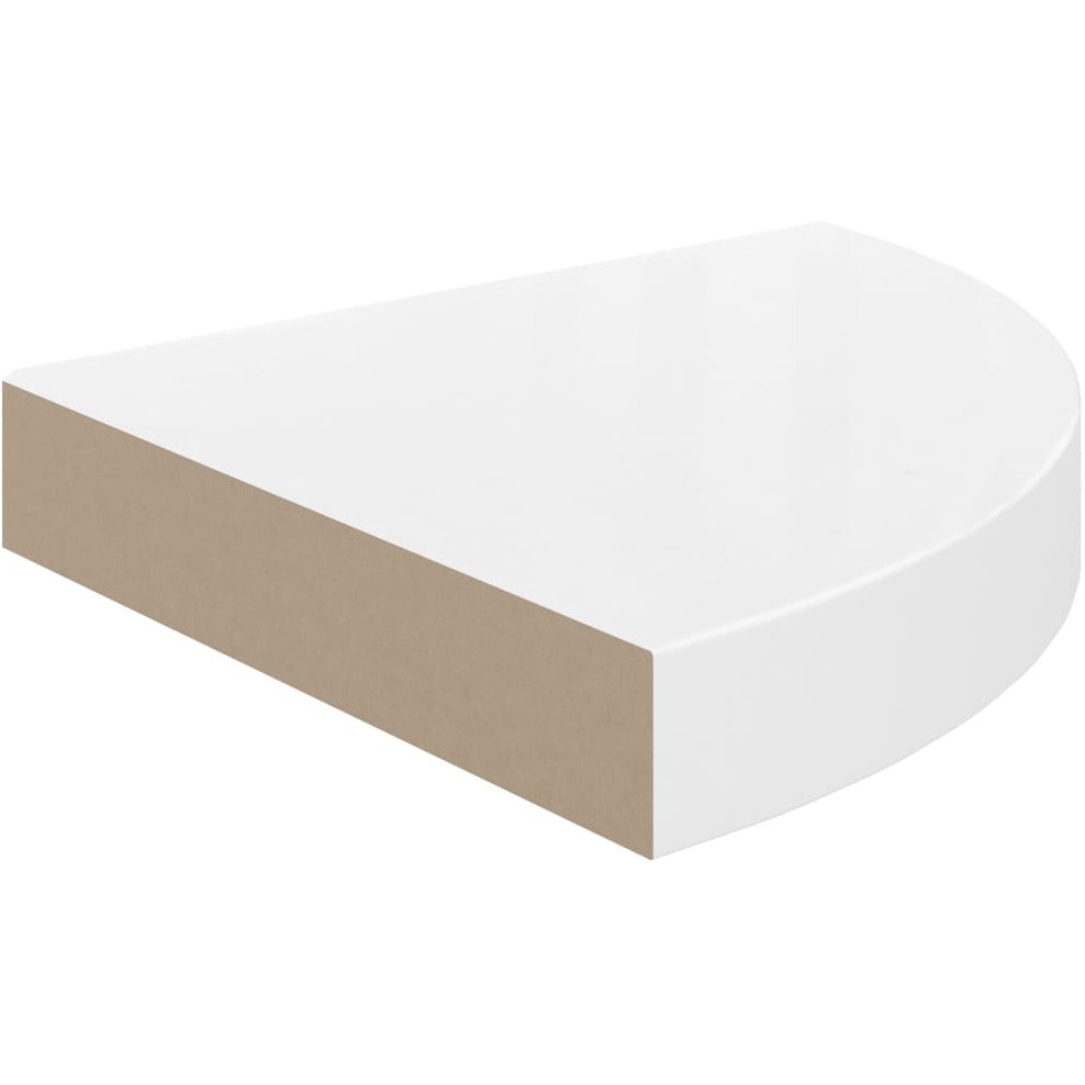 vidaXL Floating Corner Shelf High Gloss White 9.8&quotx9.8&quotx1.5" MDF