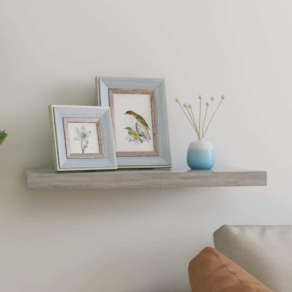 vidaXL Floating Wall Shelf Concrete Gray 23.6&quotx9.3&quotx1.5" MDF