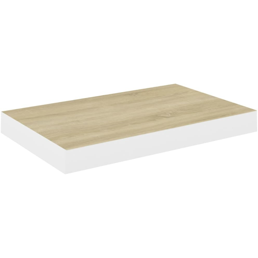 vidaXL Floating Wall Shelf Oak and White 15.7&quotx9.1&quotx1.5" MDF