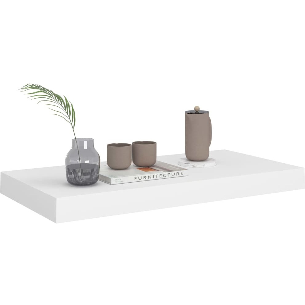 vidaXL Floating Wall Shelf White 19.7&quotx9.1&quotx1.5" MDF