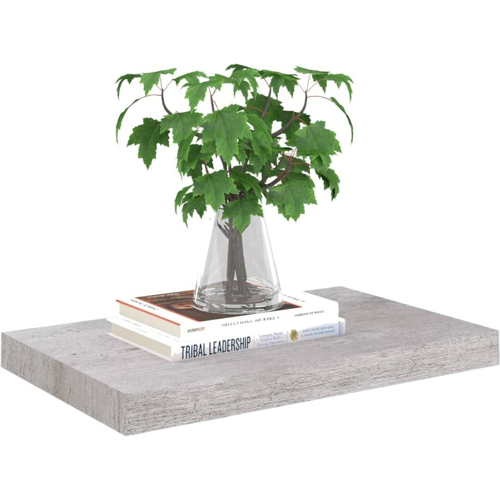 vidaXL Floating Wall Shelf Concrete Gray 19.7&quotx9.1&quotx1.5" MDF