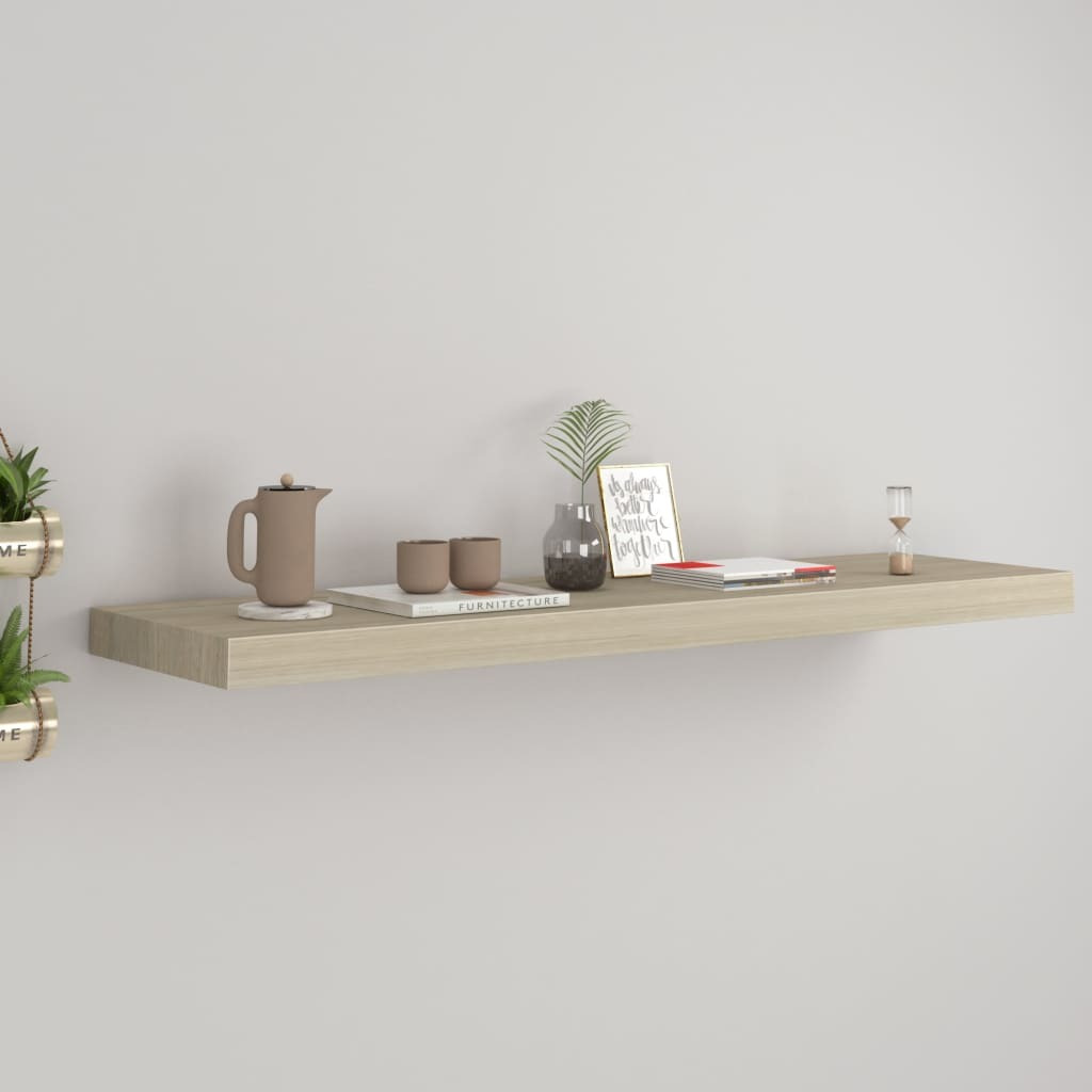 vidaXL Floating Wall Shelf Oak 35.4&quotx9.3&quotx1.5" MDF