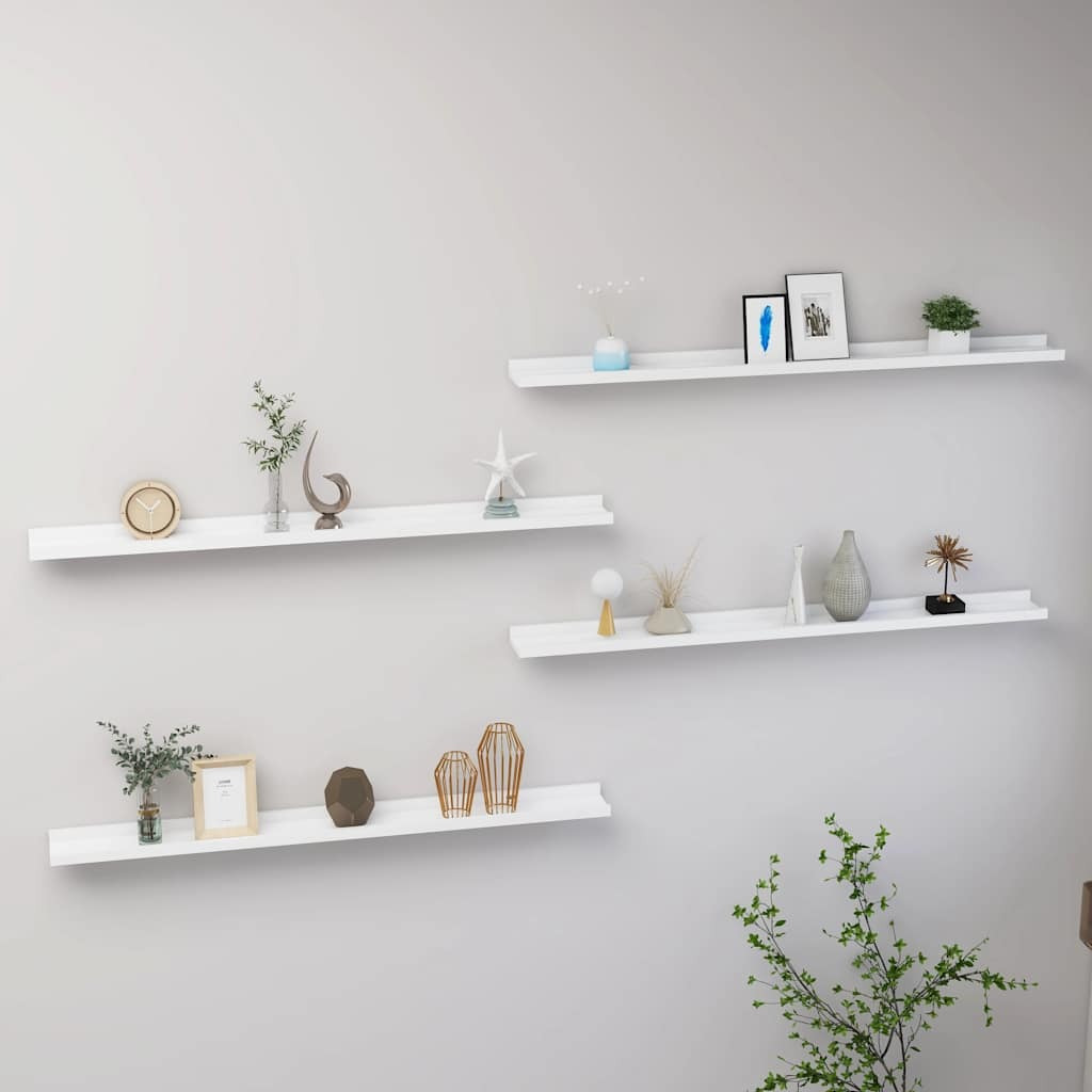 vidaXL Wall Shelves 4 pcs White 39.4&quotx3.5&quotx1.2"