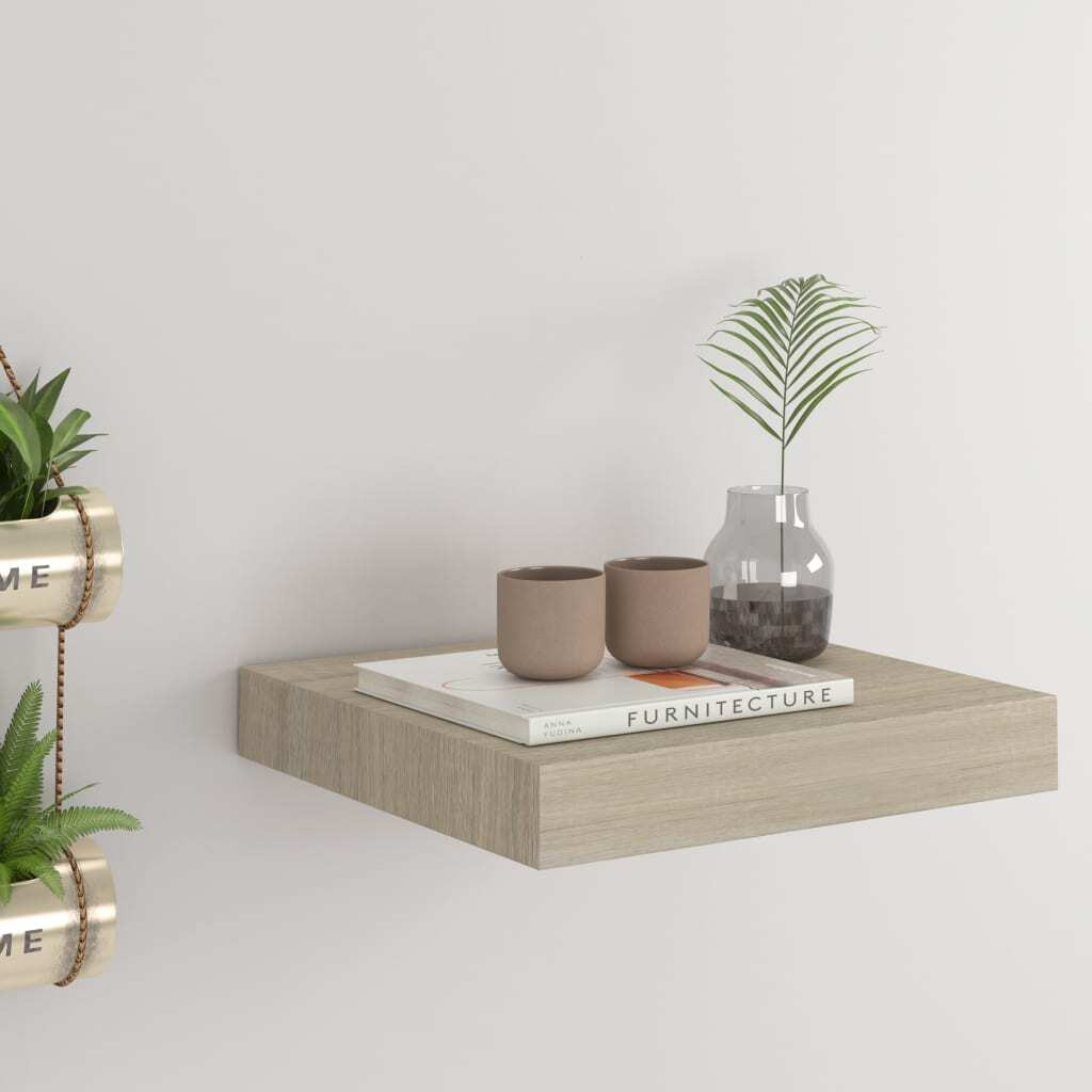 vidaXL Floating Wall Shelf Oak 9.1&quotx9.3&quotx1.5" MDF