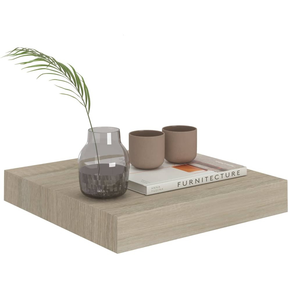 vidaXL Floating Wall Shelf Oak 9.1&quotx9.3&quotx1.5" MDF
