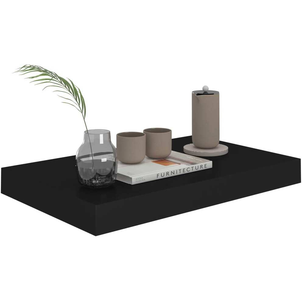 vidaXL Floating Wall Shelf Black 15.7&quotx9.1&quotx1.5" MDF