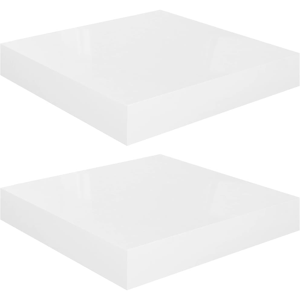 vidaXL Floating Wall Shelves 2 pcs High Gloss White 9.1&quotx9.3&quotx1.5" MDF