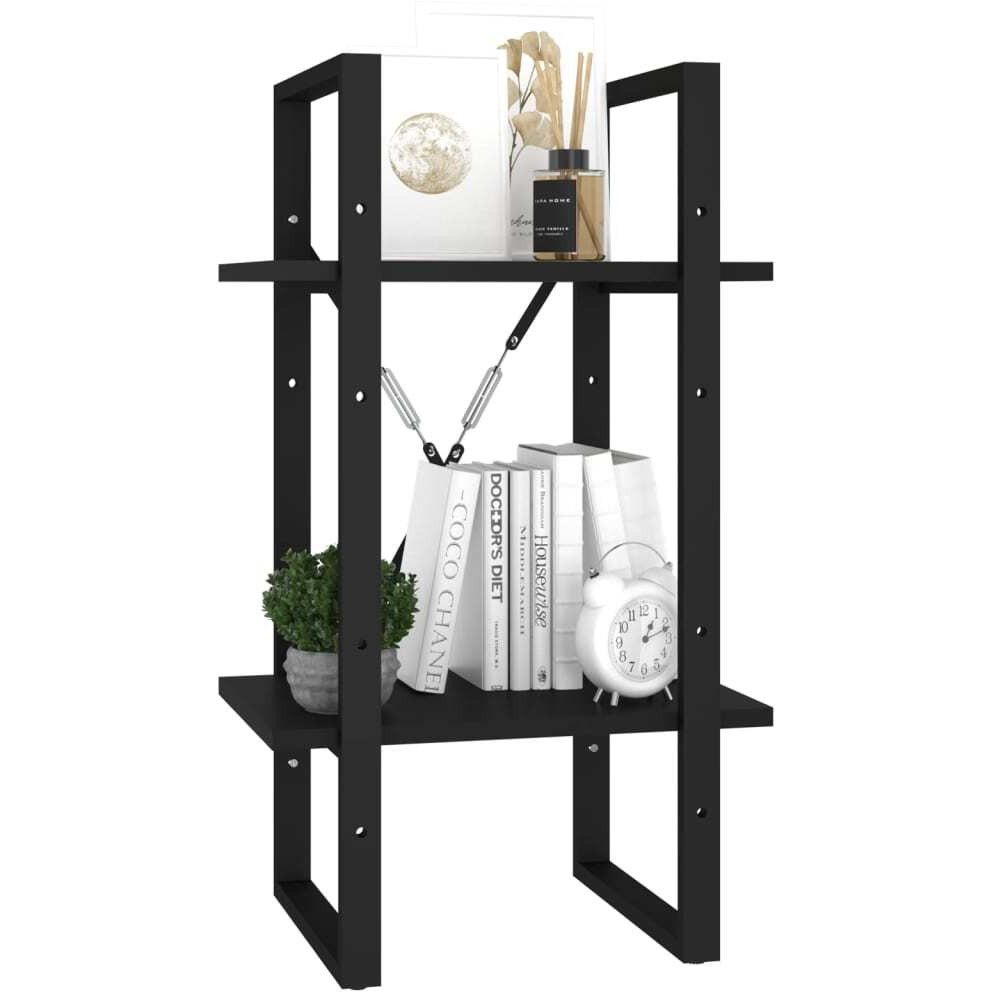 vidaXL 2-Tier Book Cabinet Black 15.7&quotx11.8&quotx27.6" Engineered Wood