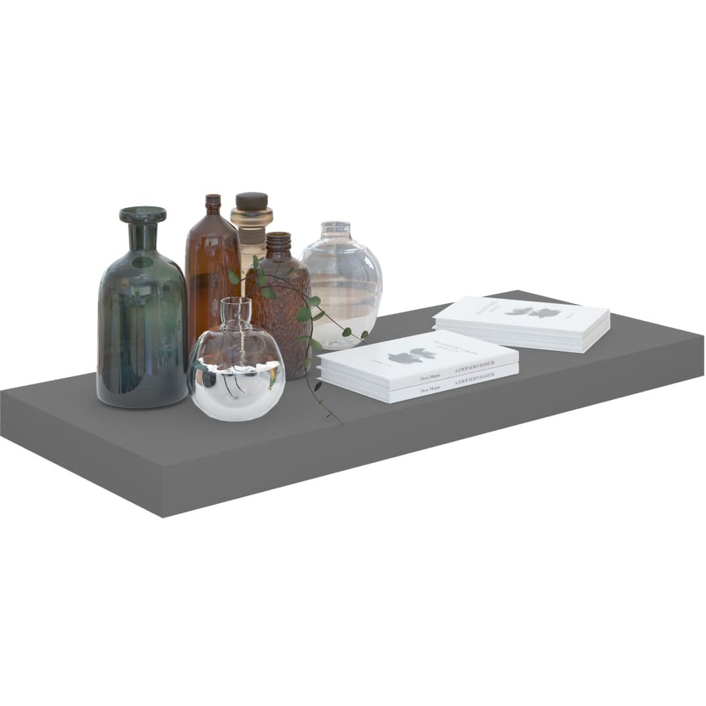 vidaXL Floating Wall Shelf High Gloss Gray 23.6&quotx9.3&quotx1.5" MDF