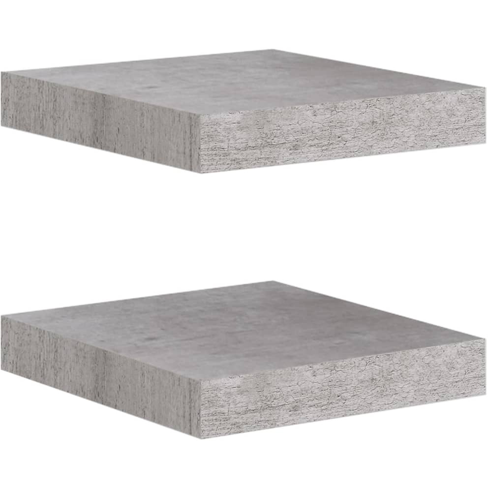 vidaXL Floating Wall Shelves 2 pcs Concrete Gray 9.1&quotx9.3&quotx1.5" MDF