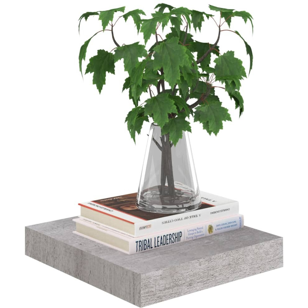 vidaXL Floating Wall Shelves 2 pcs Concrete Gray 9.1&quotx9.3&quotx1.5" MDF