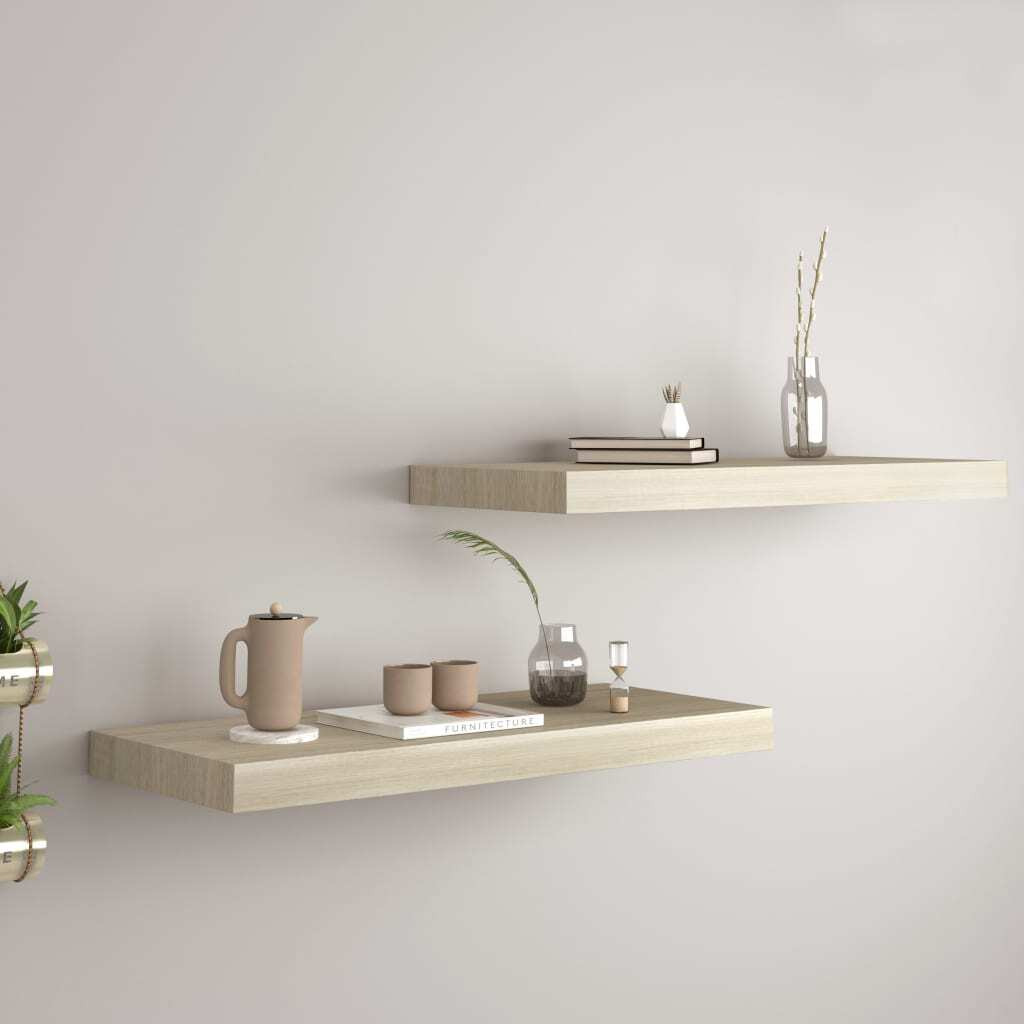 vidaXL Floating Wall Shelves 2 pcs Oak 23.6&quotx9.3&quotx1.5" MDF