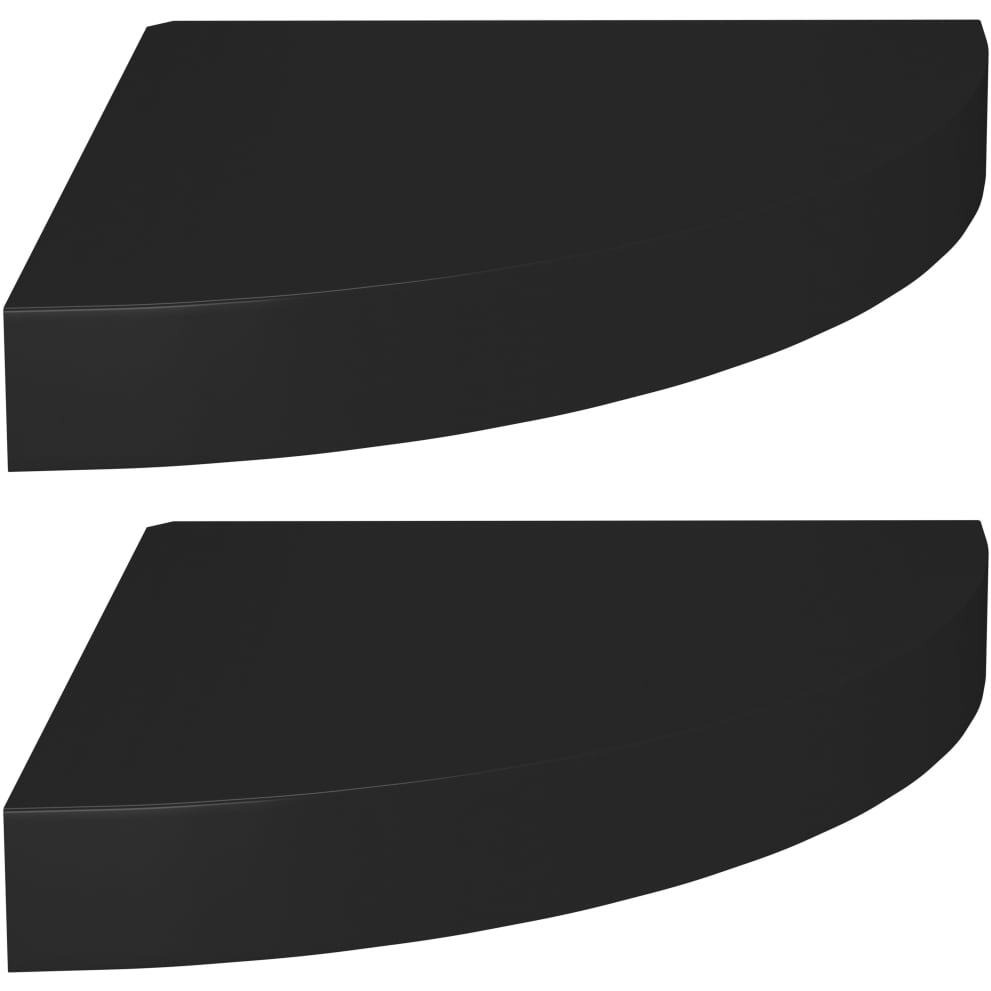 vidaXL Floating Corner Shelves 2 pcs Black 9.8&quotx9.8&quotx1.5" MDF
