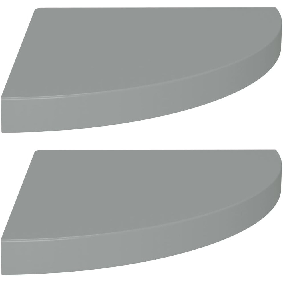 vidaXL Floating Corner Shelves 2 pcs Gray 13.8&quotx13.8&quotx1.5" MDF