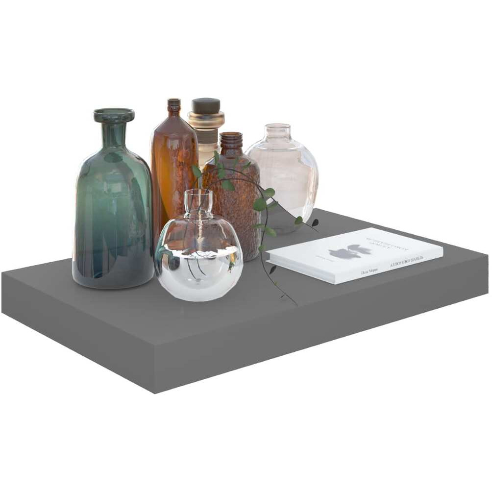 vidaXL Floating Wall Shelves 2 pcs High Gloss Gray 15.7&quotx9.1&quotx1.5" MDF