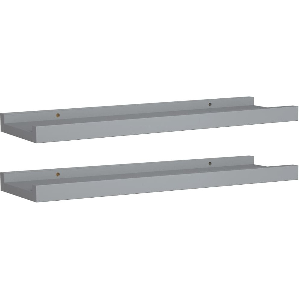 vidaXL Picture Frame Ledge Shelves 2 pcs Gray 15.7&quotx3.5&quotx1.2" MDF
