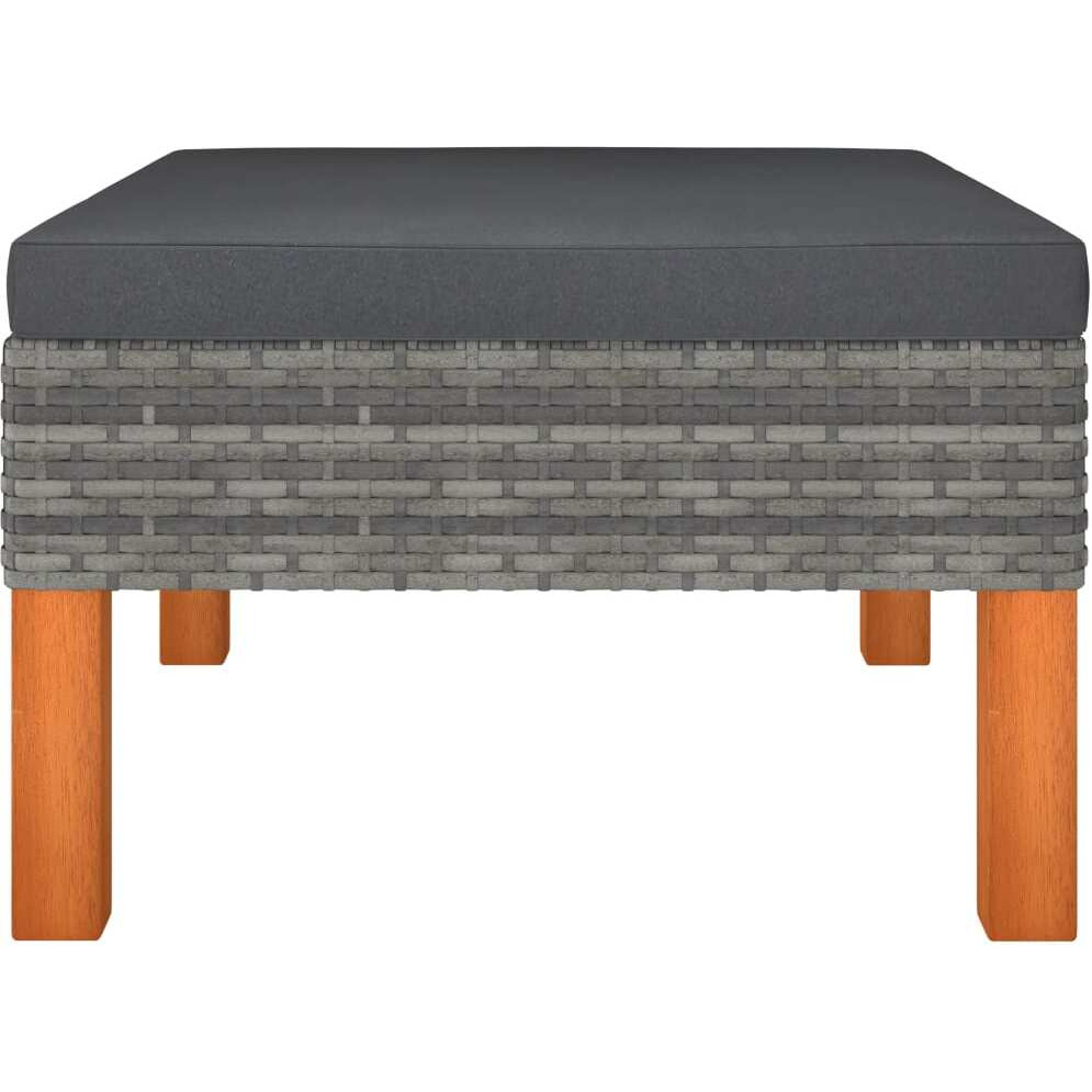vidaXL Footstool Poly Rattan and Solid Eucalyptus Wood