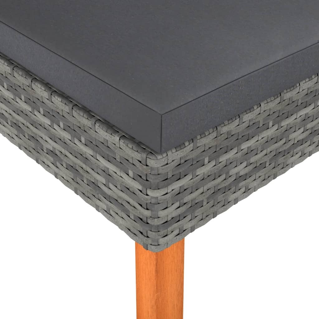 vidaXL Footstool Poly Rattan and Solid Eucalyptus Wood