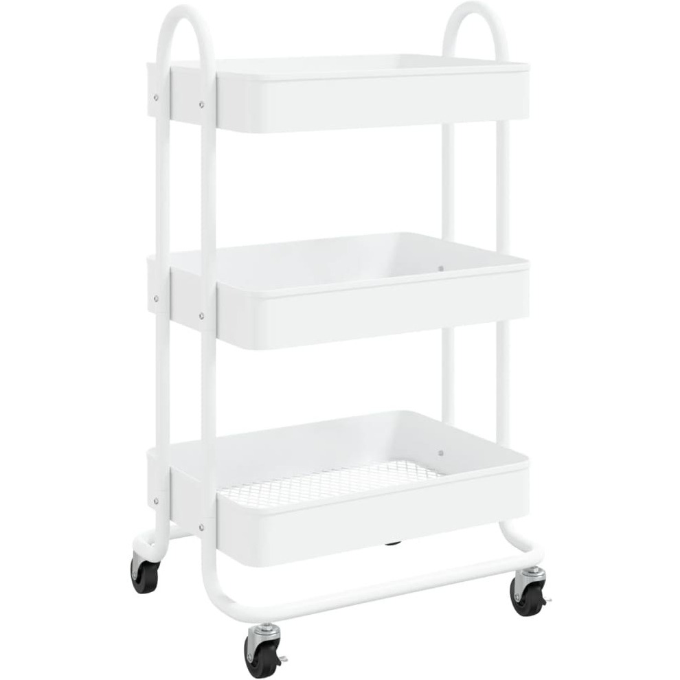 vidaXL 3-Tier Trolley White 16.9&quotx13.4&quotx31.1" Steel