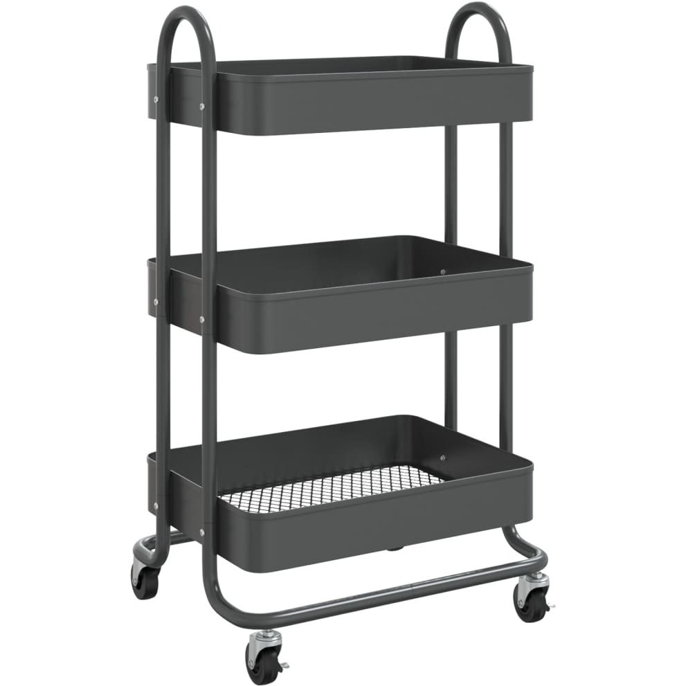 vidaXL 3-Tier Trolley Anthracite 16.9&quotx13.4&quotx31.1" Steel