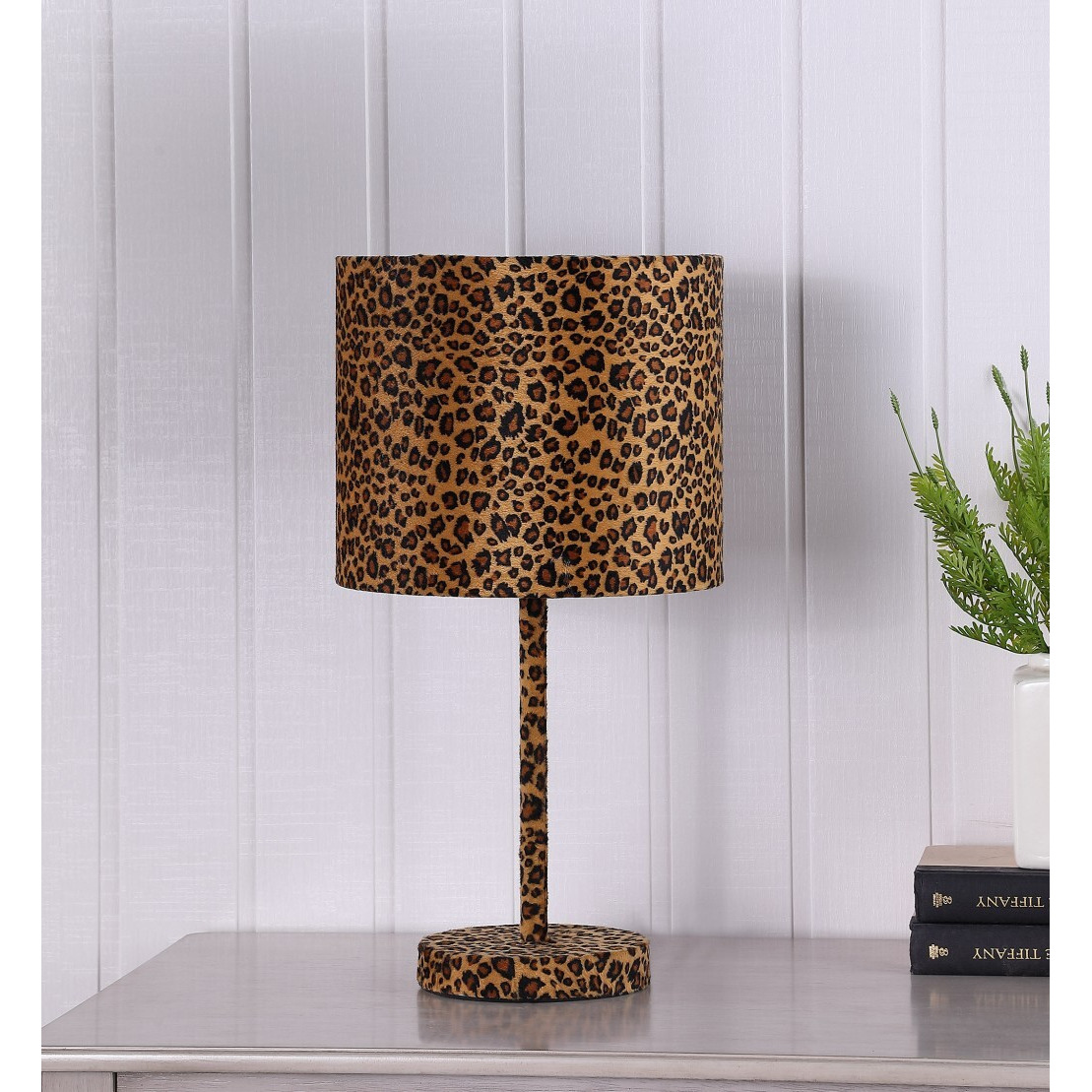 19 Modern Faux Leopard Print Suede Table Lamp