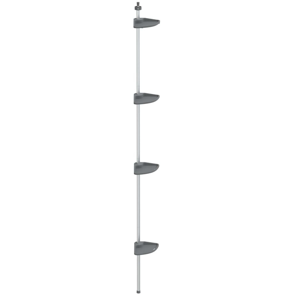 vidaXL 4-Tier Telescopic Shower Corner Shelf Silver Aluminum