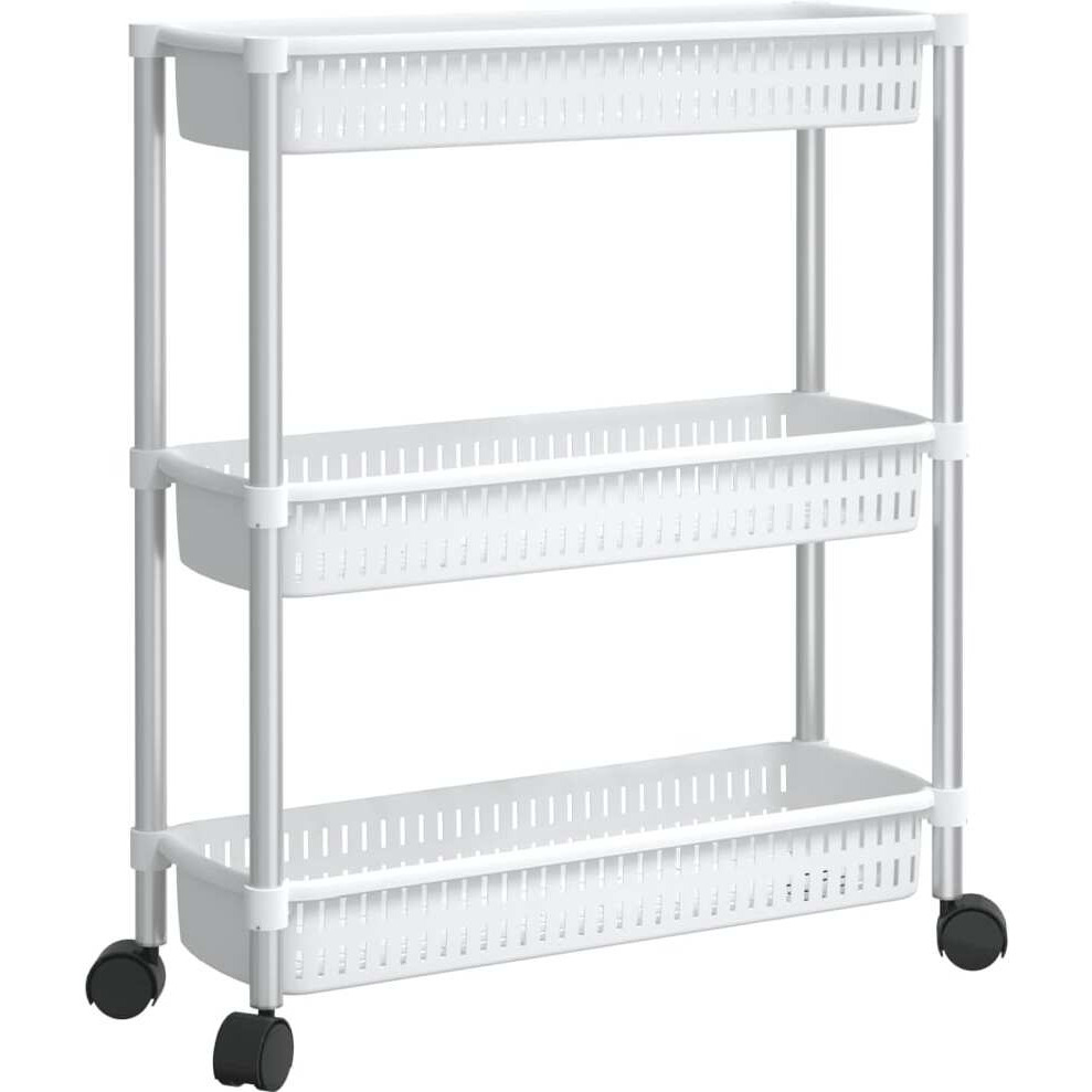 vidaXL 3-Tier Storage Trolley Silver and White Aluminum