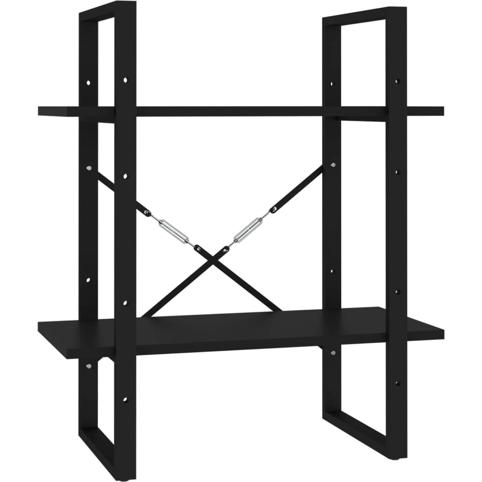 vidaXL 2-Tier Book Cabinet Black 23.6&quotx11.8&quotx27.6" Engineered Wood