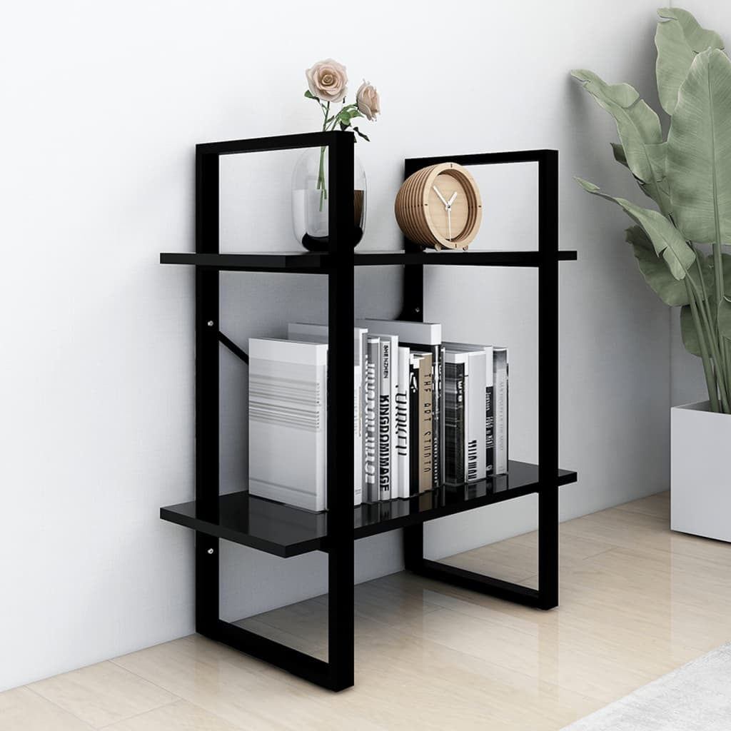 vidaXL 2-Tier Book Cabinet Black 23.6&quotx11.8&quotx27.6" Engineered Wood
