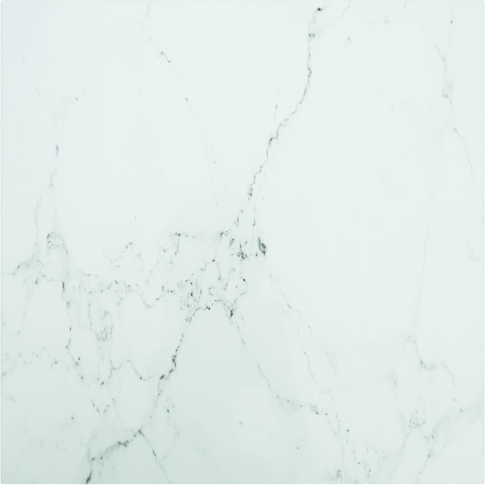 vidaXL Table Top White 23.6&quotx23.6" 0.2" Tempered Glass with Marble Design