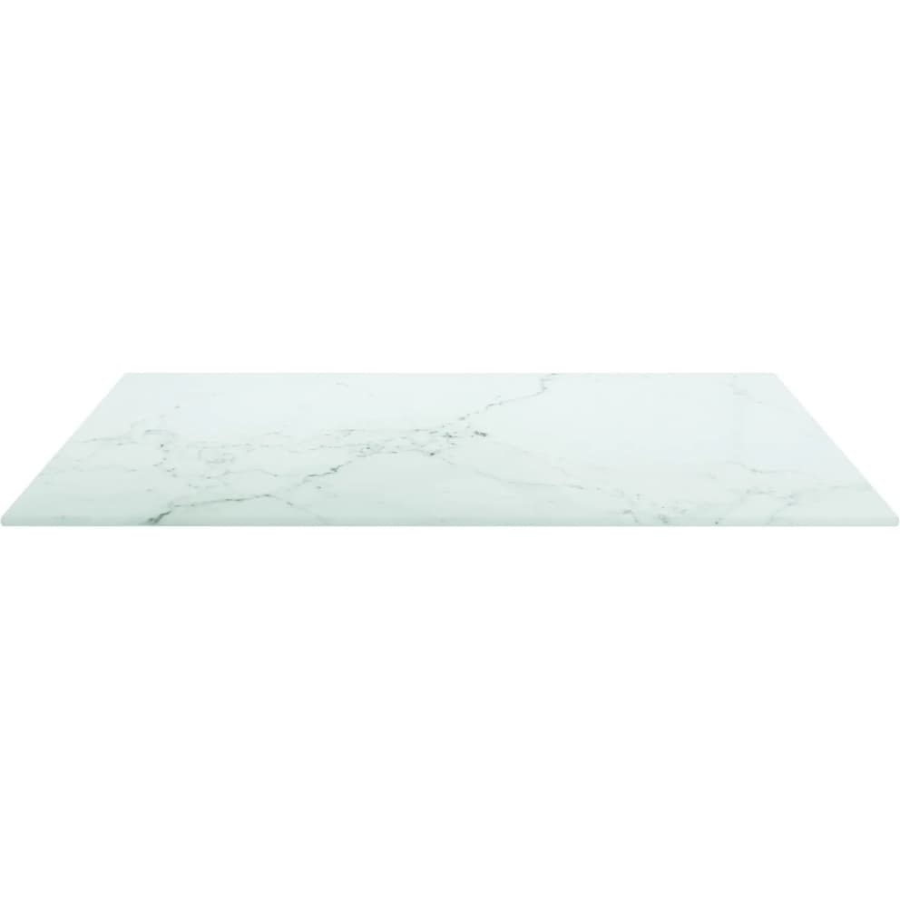 vidaXL Table Top White 23.6&quotx23.6" 0.2" Tempered Glass with Marble Design