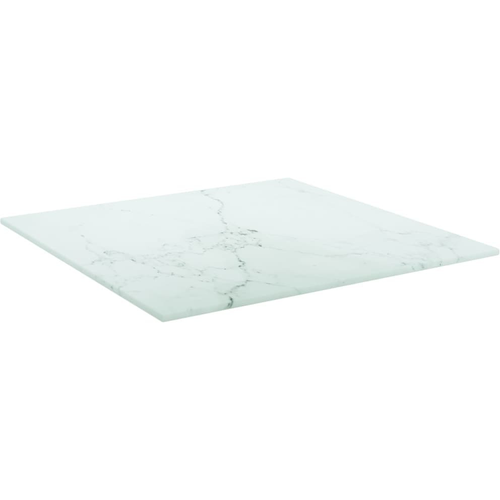 vidaXL Table Top White 15.7&quotx15.7" 0.2" Tempered Glass with Marble Design