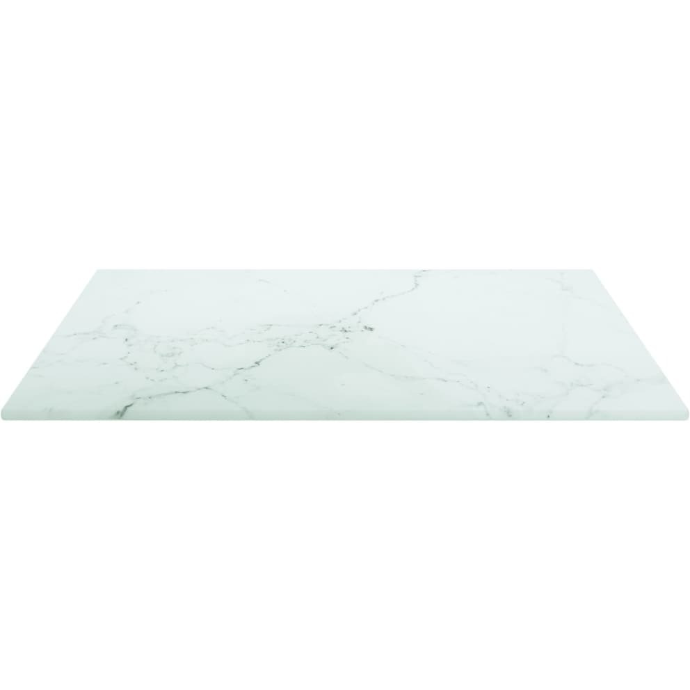 vidaXL Table Top White 15.7&quotx15.7" 0.2" Tempered Glass with Marble Design